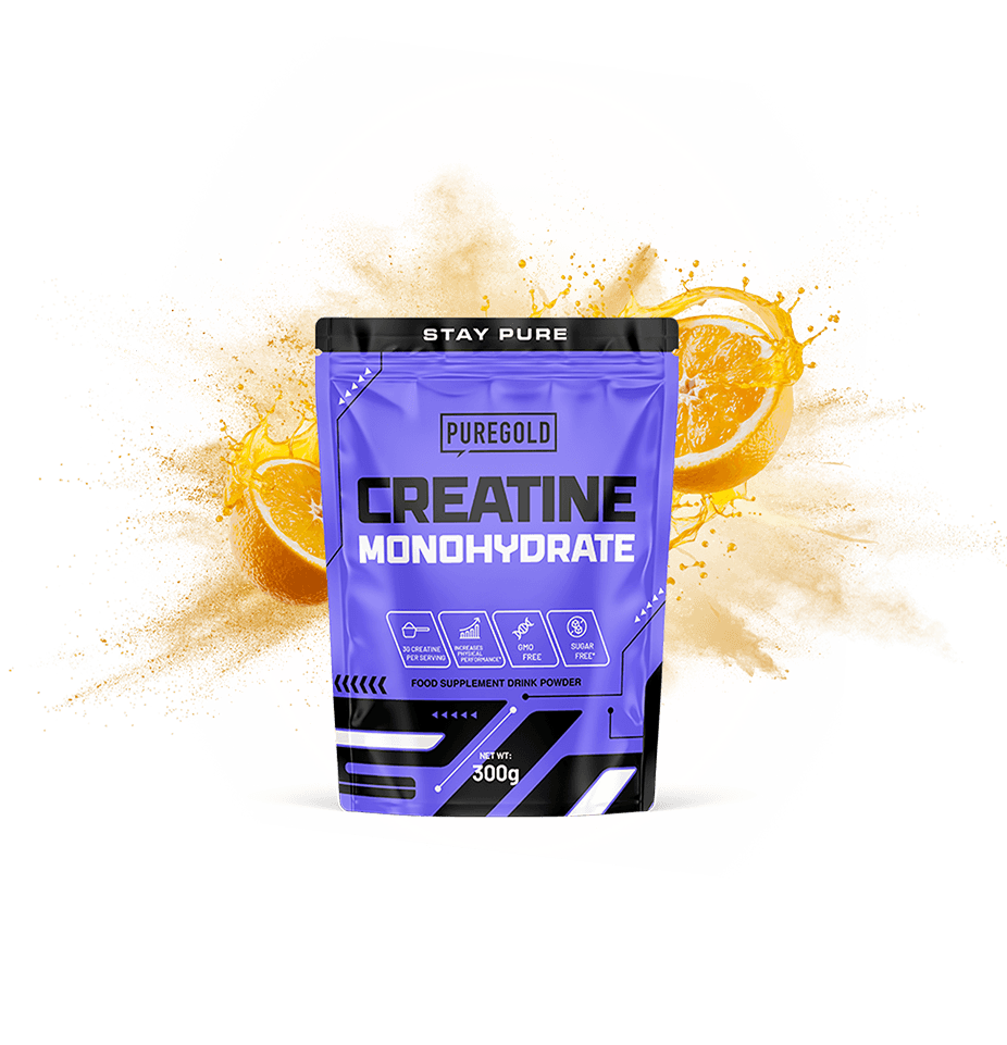 Gold Whey protein powder package with chocolate and pistachios